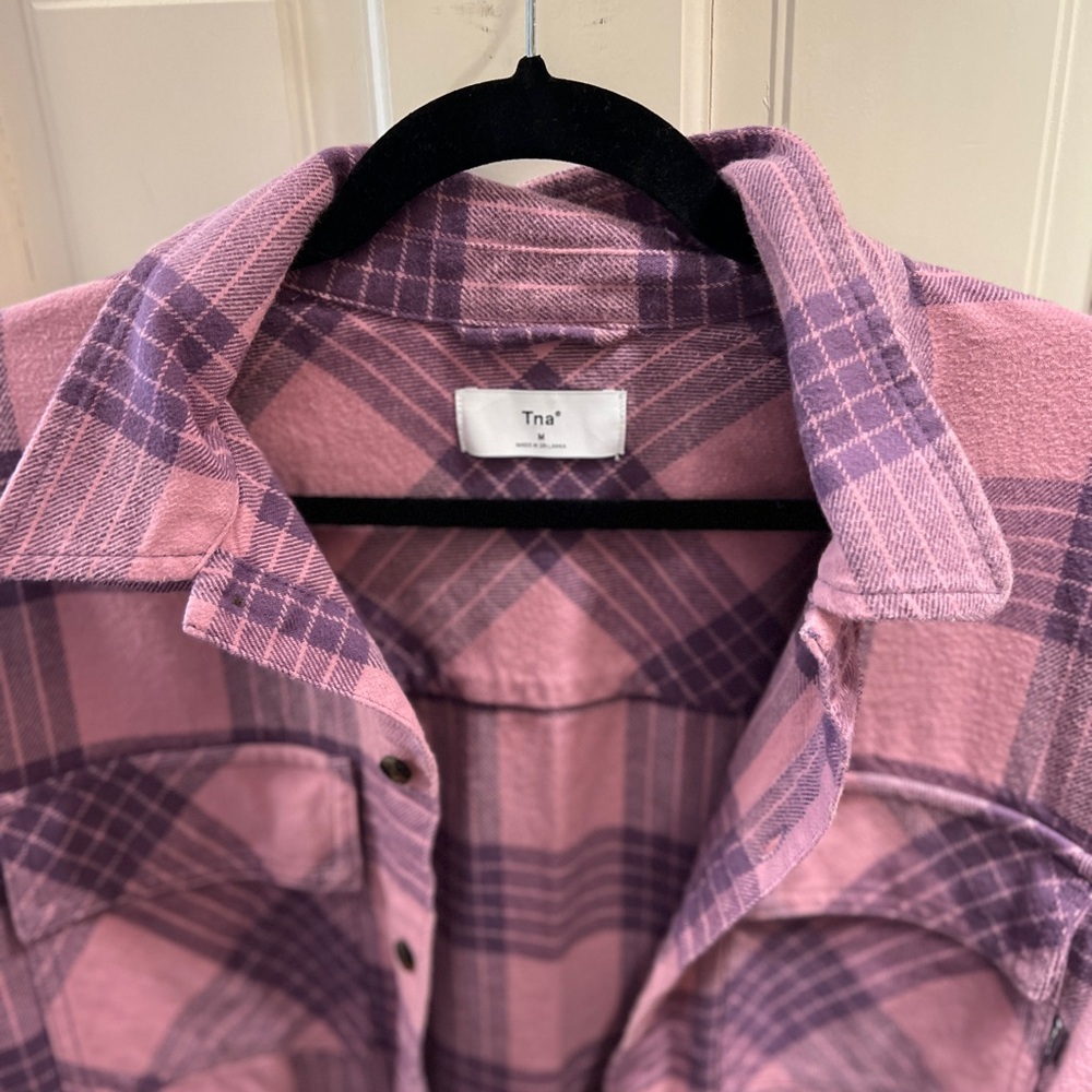 Plaid M oversized button-up shirt